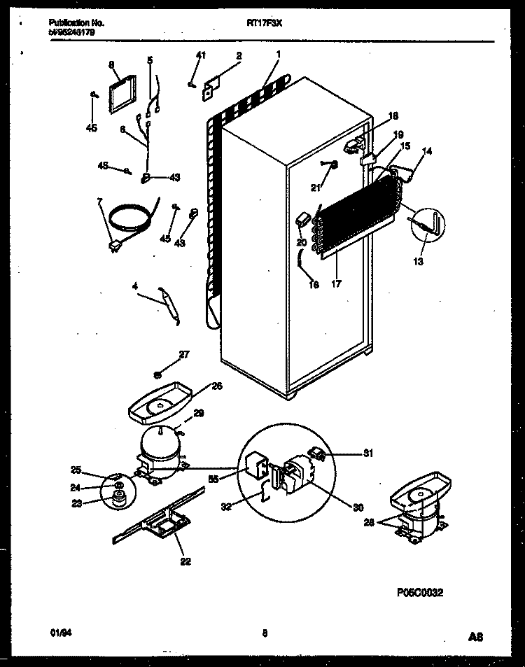 SYSTEM AND AUTOMATIC DEFROST PARTS Diagram and Parts List for RT17F3WX4C  Gibson Refrigerator