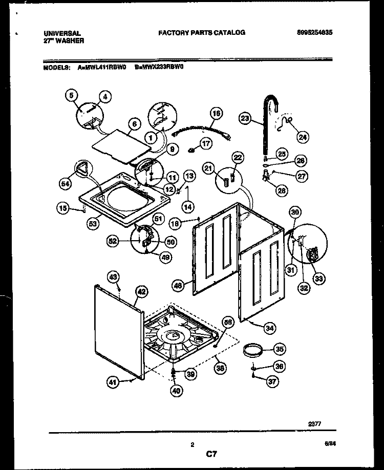 CABINET PARTS Diagram and Parts List for MWL411RBD0  Frigidaire Washer