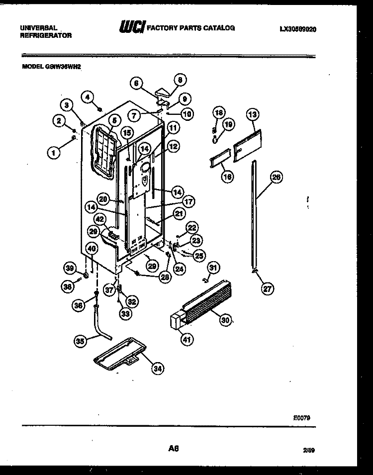 CABINET PARTS Diagram and Parts List for GSIW36CH2  Frigidaire Refrigerator