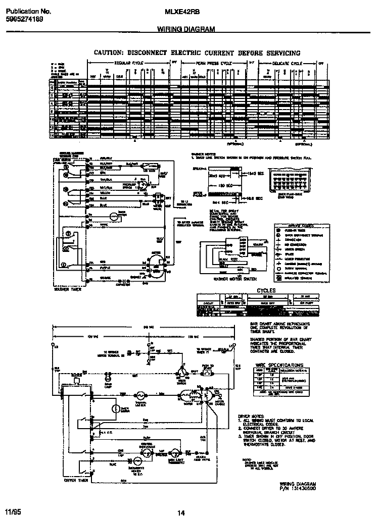 WIRING DIAGRAM Diagram and Parts List for MLXE42RBD2  Frigidaire Washer Dryer Combo