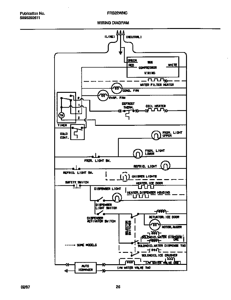 WIRING DIAGRAM Diagram and Parts List for FRS22WNCD5  Frigidaire Refrigerator