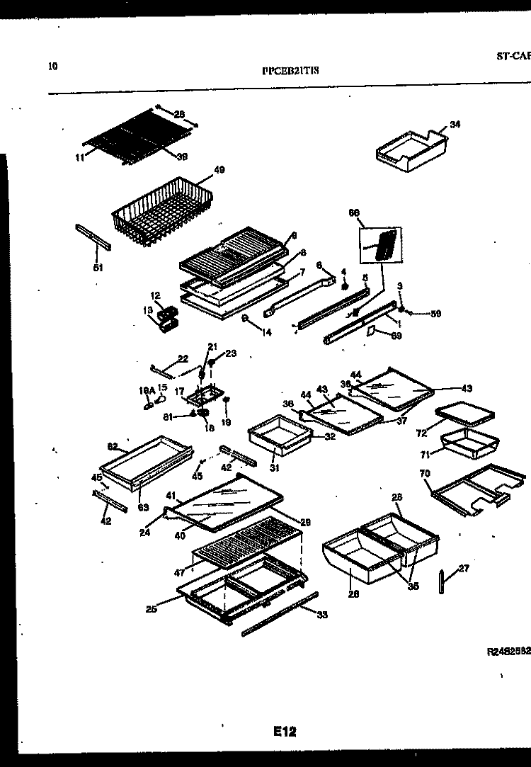 SHELVES AND SUPPORTS Diagram and Parts List for FPCEB21TISB0  Frigidaire Refrigerator