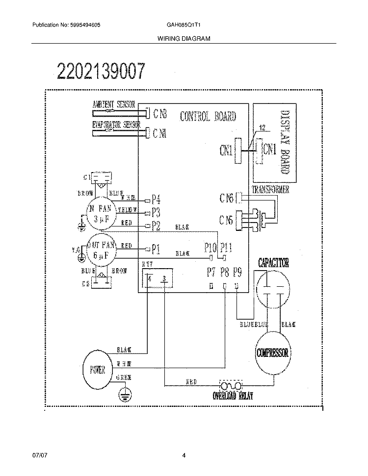 WIRING DIAGRAM Diagram and Parts List for GAH085Q1T1  Gibson Air Conditioner