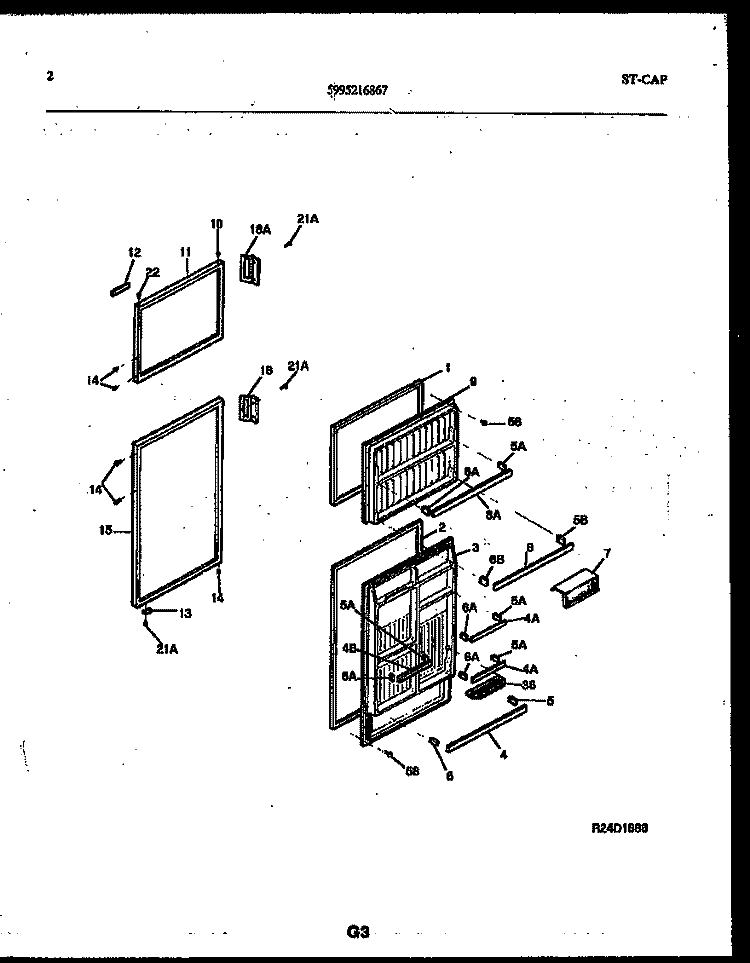 DOOR PARTS Diagram and Parts List for RT173MLW1  Frigidaire Refrigerator