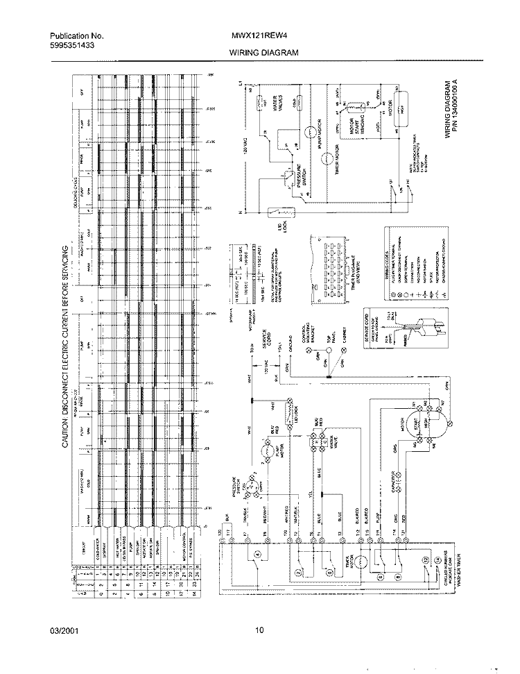 134000100 WIRING DIAGRAM Diagram and Parts List for MWX121REW4  Uni Washer
