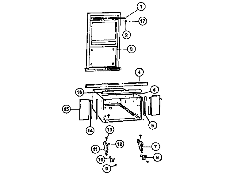 WINDOW MOUNTING PARTS Diagram and Parts List for AR22NS5N1  Frigidaire Air Conditioner