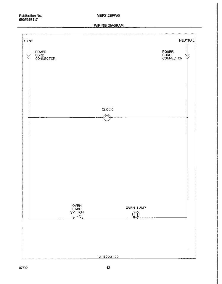 WIRING DIAGRAM Diagram and Parts List for MSF312BFWG  Uni Range