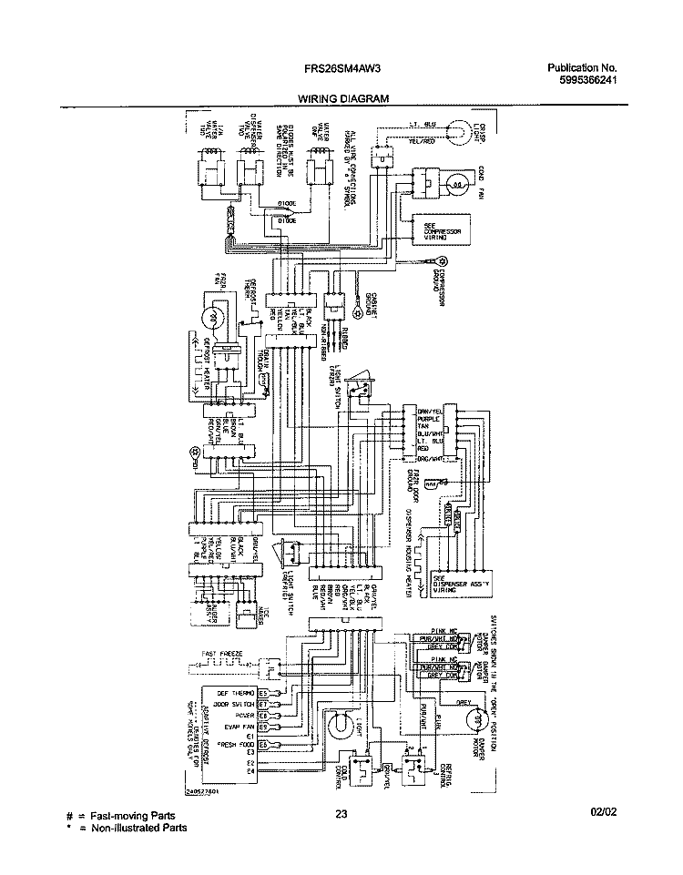 WIRING DIAGRAM Diagram and Parts List for FRS26SM4AW0  Frigidaire Refrigerator