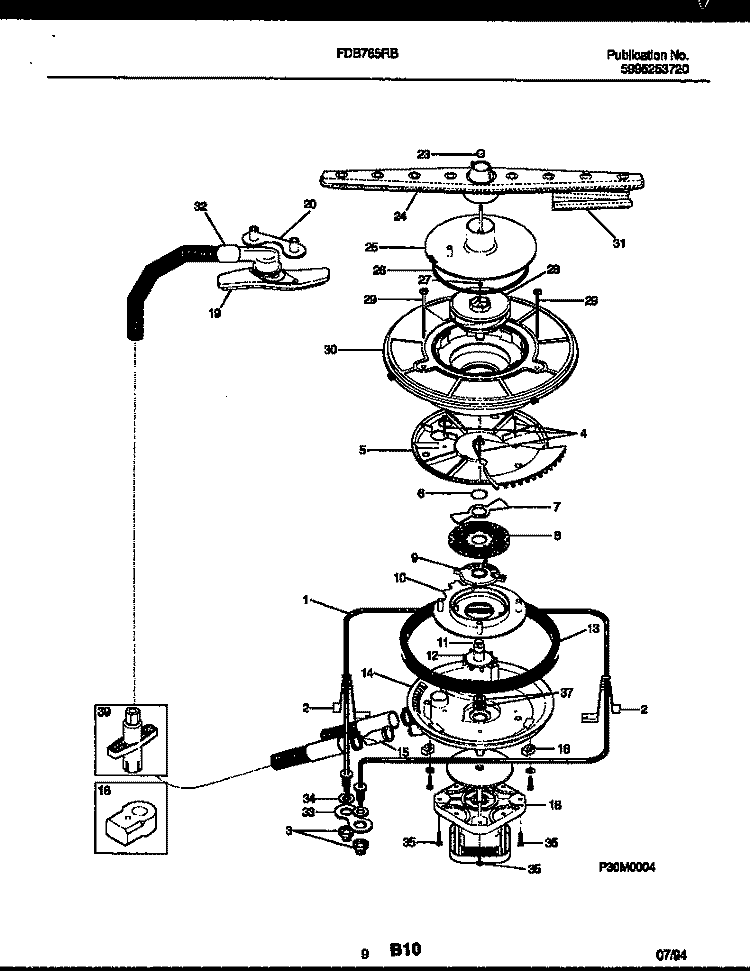TRANSMISSION PARTS Diagram and Parts List for FDB765RBS0  Frigidaire Dishwasher
