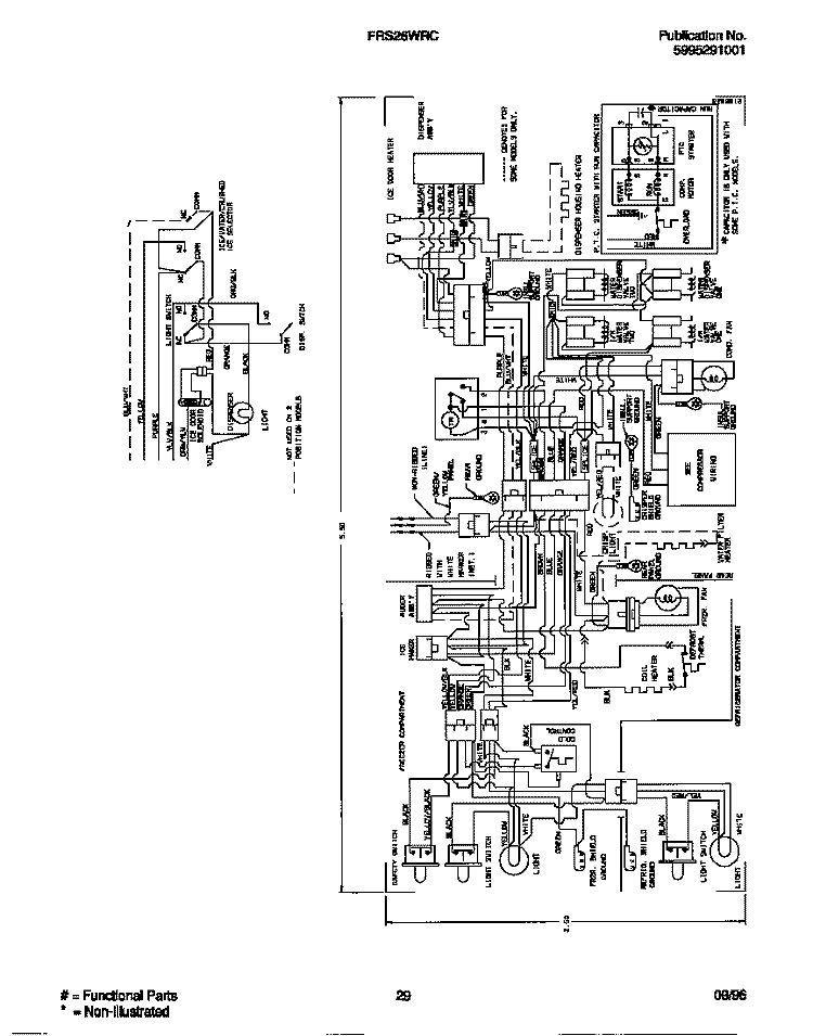 WIRING DIAGRAM Diagram and Parts List for FRS26WRCD5  Frigidaire Refrigerator