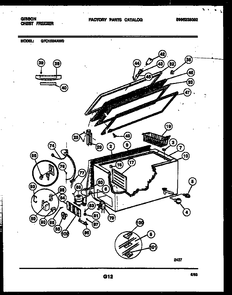 CHEST FREEZER PARTS Diagram and Parts List for GFC18M4AW0  Gibson Freezer