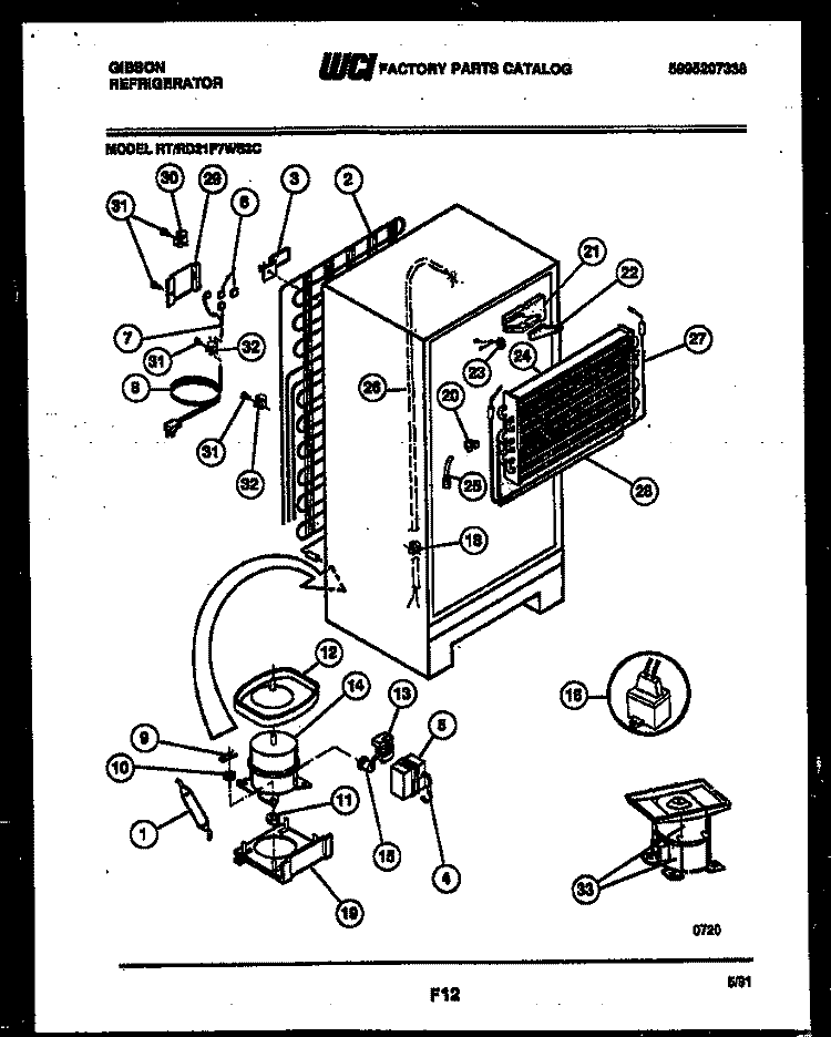 SYSTEM AND AUTOMATIC DEFROST PARTS Diagram and Parts List for RD21F7WS3C  Gibson Refrigerator