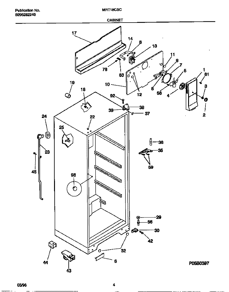 CABINET Diagram and Parts List for MRT18CSCD2  Frigidaire Refrigerator