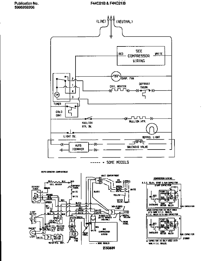 WIRING DIAGRAM Diagram and Parts List for F44C21BD0  Frigidaire Refrigerator