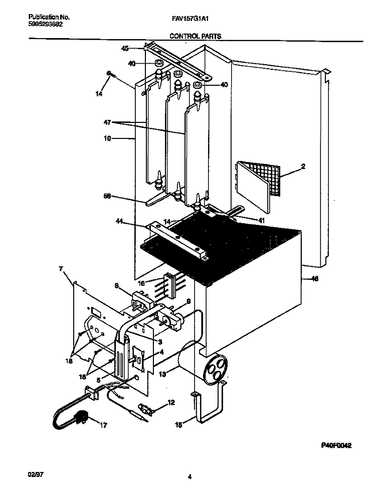 CONTROL PARTS Diagram and Parts List for FAV157G1A1  Frigidaire Air Conditioner