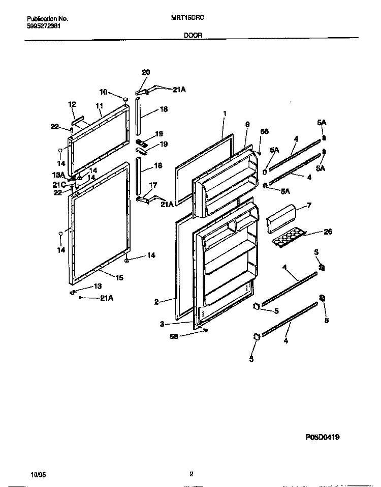 DOOR Diagram and Parts List for MRT15DRCD2  Frigidaire Refrigerator