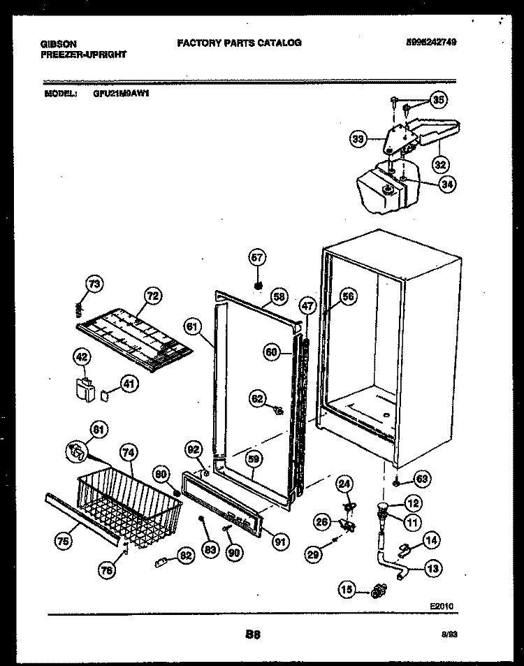CABINET PARTS Diagram and Parts List for GFU21M9AW1  Gibson Freezer