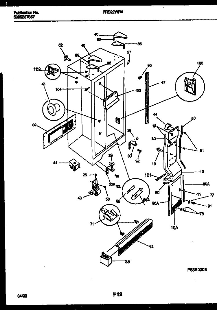 CABINET PARTS Diagram and Parts List for FRS22WRAD1  Frigidaire Refrigerator