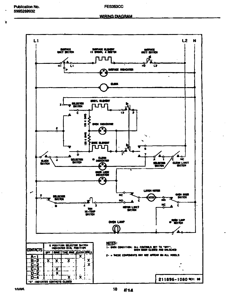 WIRING DIAGRAM Diagram and Parts List for FES353CCD1  Frigidaire Range