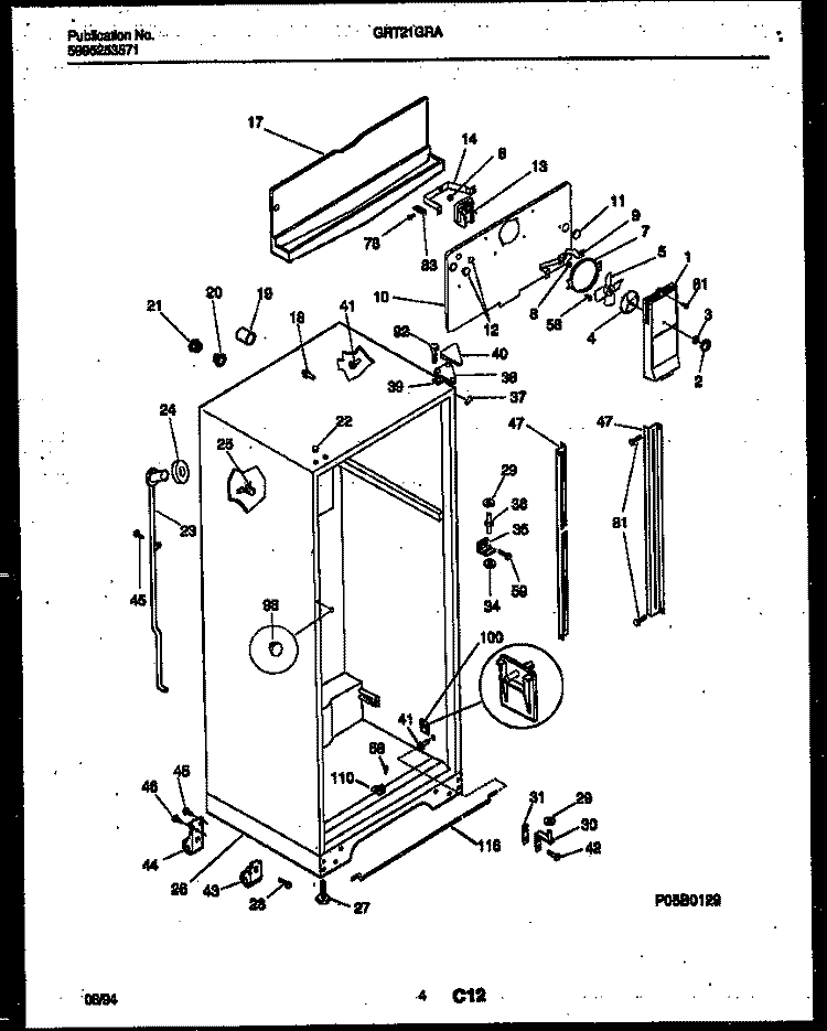 CABINET PARTS Diagram and Parts List for GRT21GRAD0  Gibson Refrigerator