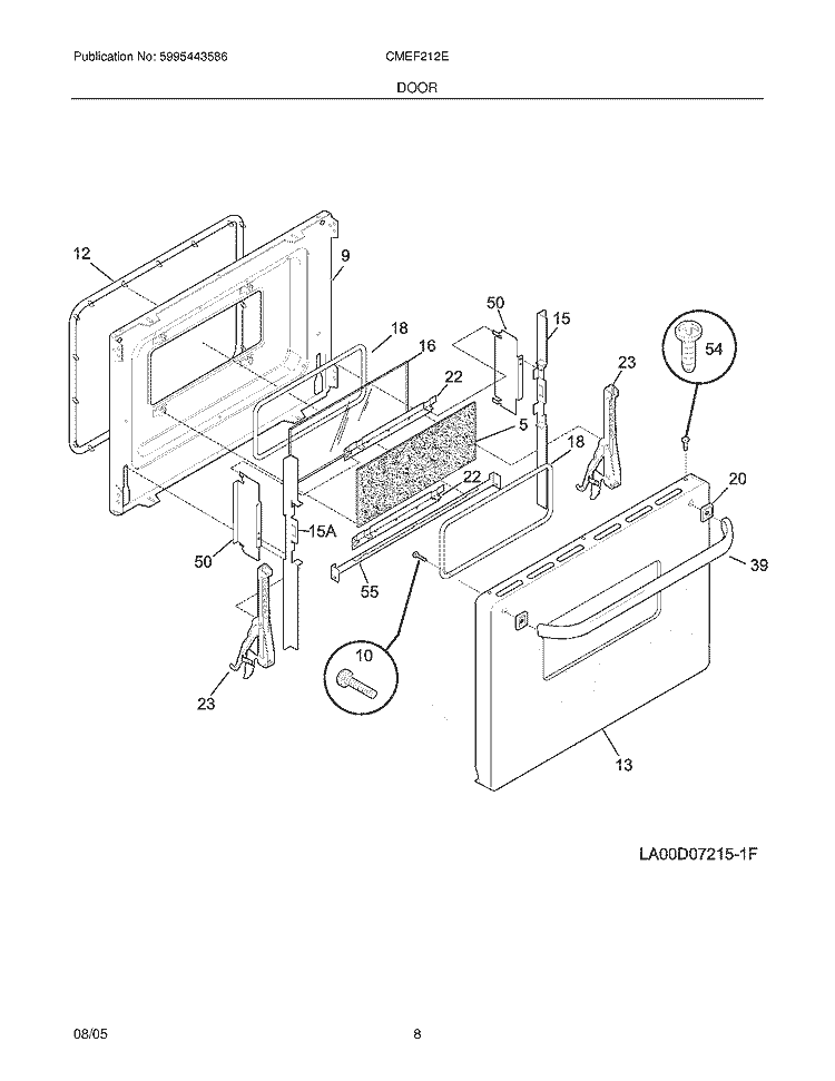 DOOR Diagram and Parts List for CMEF212EQ1  Uni Range