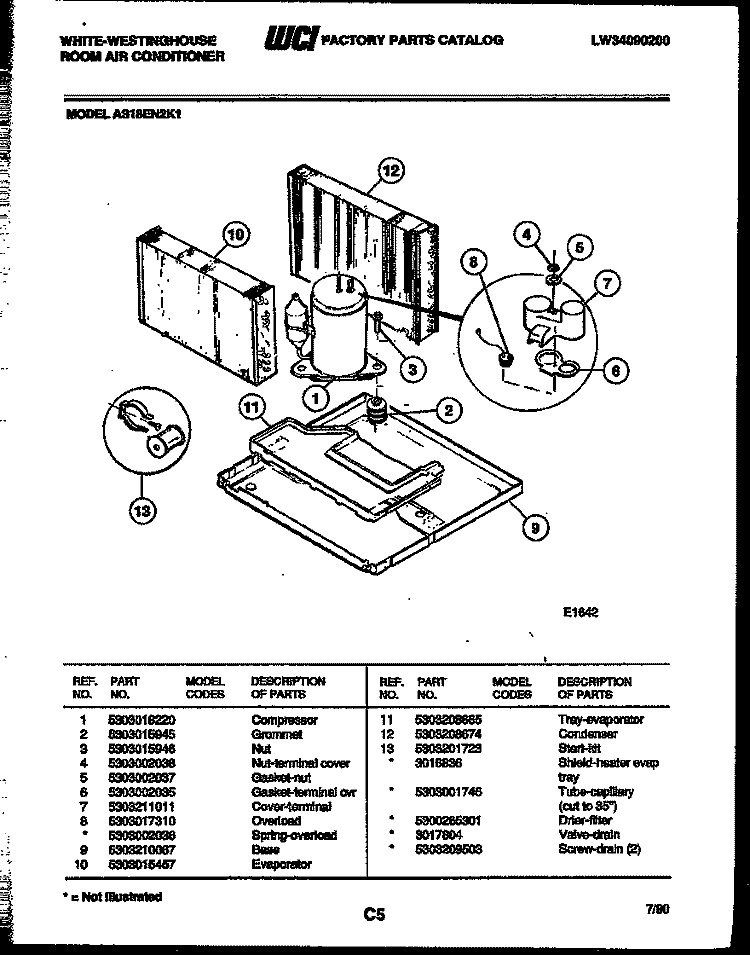 SYSTEM PARTS Diagram and Parts List for AS18EN2K1  Frigidaire Air Conditioner