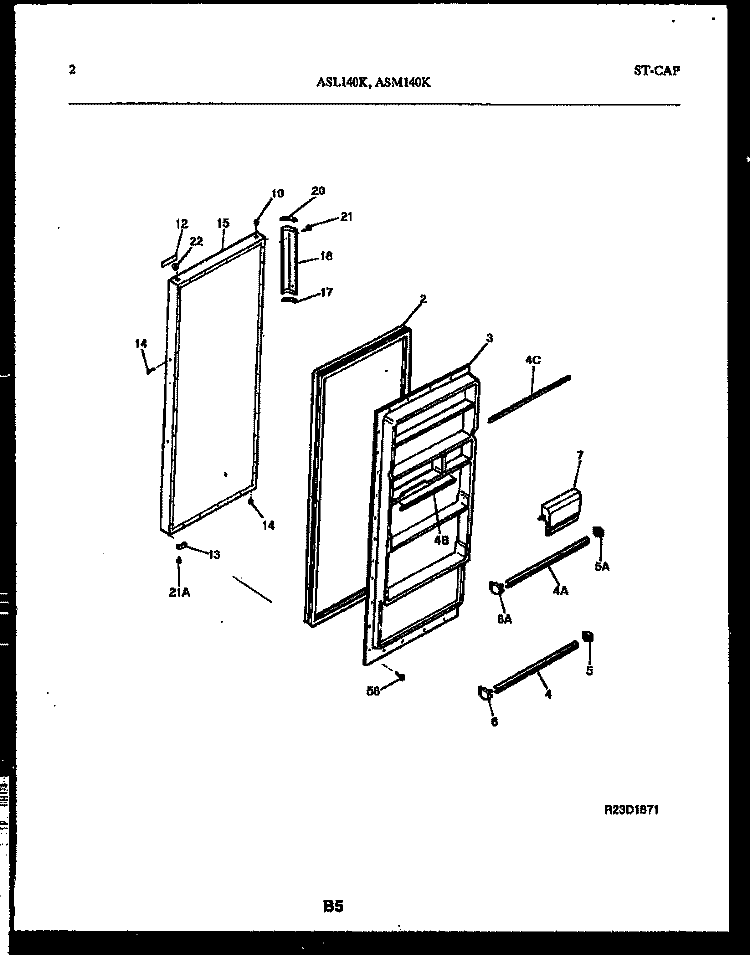 DOOR PARTS Diagram and Parts List for ASM140BK2  Frigidaire Refrigerator