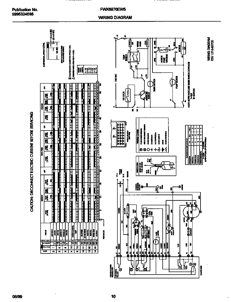 131645700 WIRING DIAGRAM Diagram and Parts List for FWX6970EW5  Frigidaire Washer
