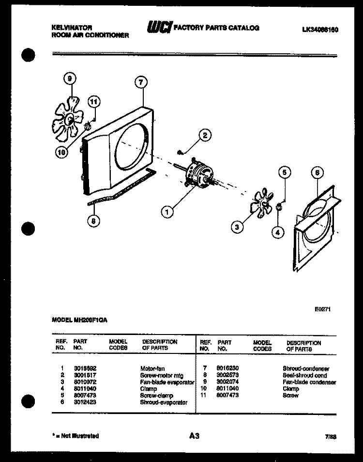 AIR HANDLING PARTS Diagram and Parts List for MH206F1QA  Kelvinator Air Conditioner