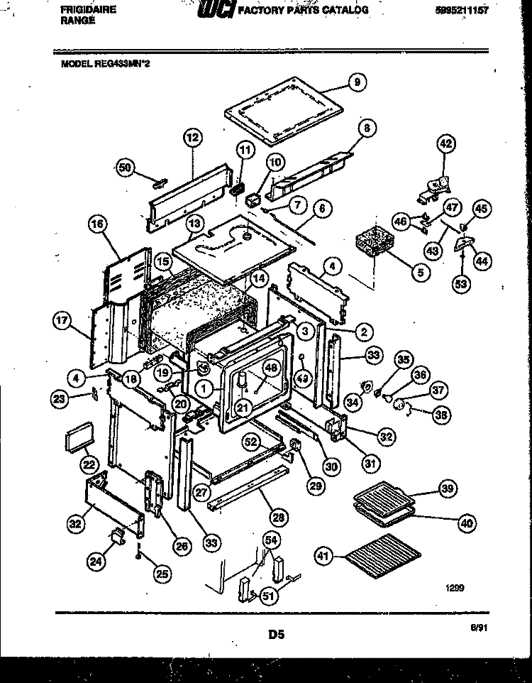 BODY PARTS Diagram and Parts List for REG433MNW2  Frigidaire Range