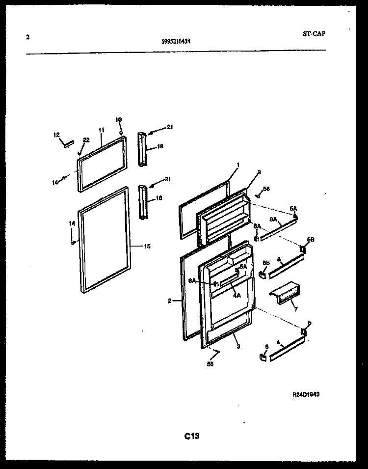 DOOR PARTS Diagram and Parts List for FPDA18TPW1  Frigidaire Refrigerator