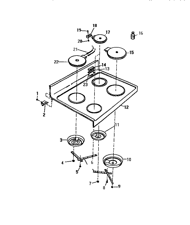 TOP Diagram and Parts List for KF590HDH2  Frigidaire Wall Oven