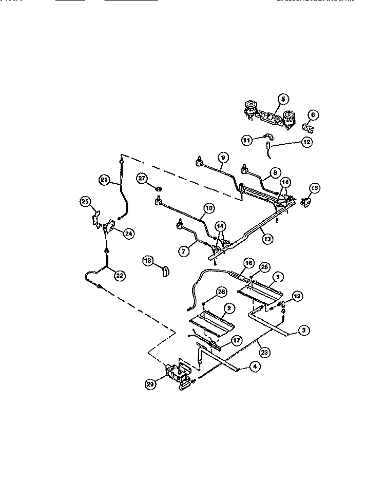 BURNERS Diagram and Parts List for CGC4S8DXF  Gibson Range
