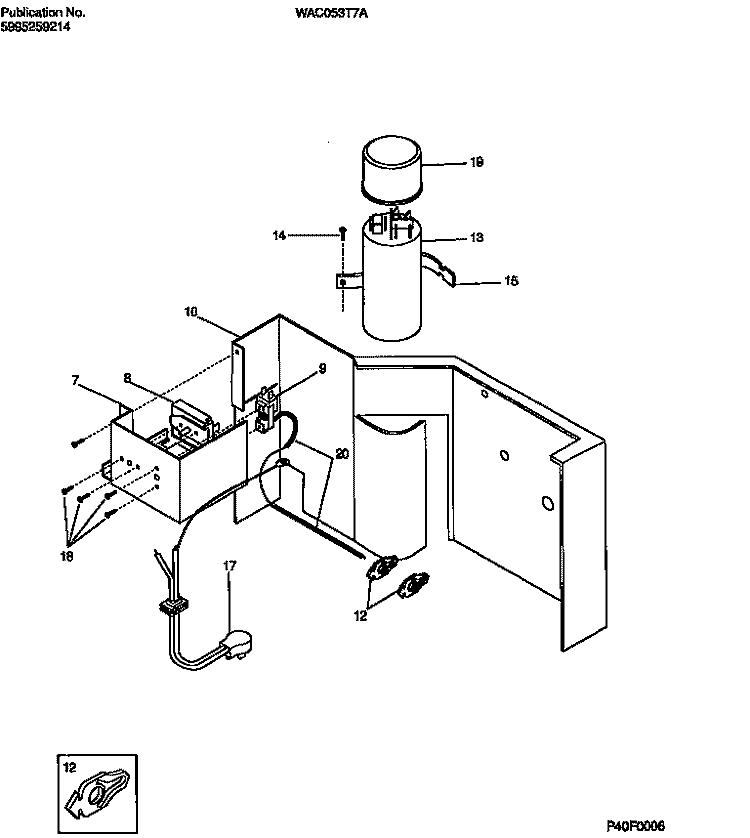 CONTROLS Diagram and Parts List for WAC053T7A5  Frigidaire Air Conditioner