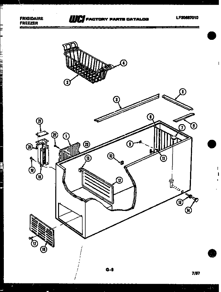 SHELVES AND SUPPORTS Diagram and Parts List for CFE23DL2  Frigidaire Freezer