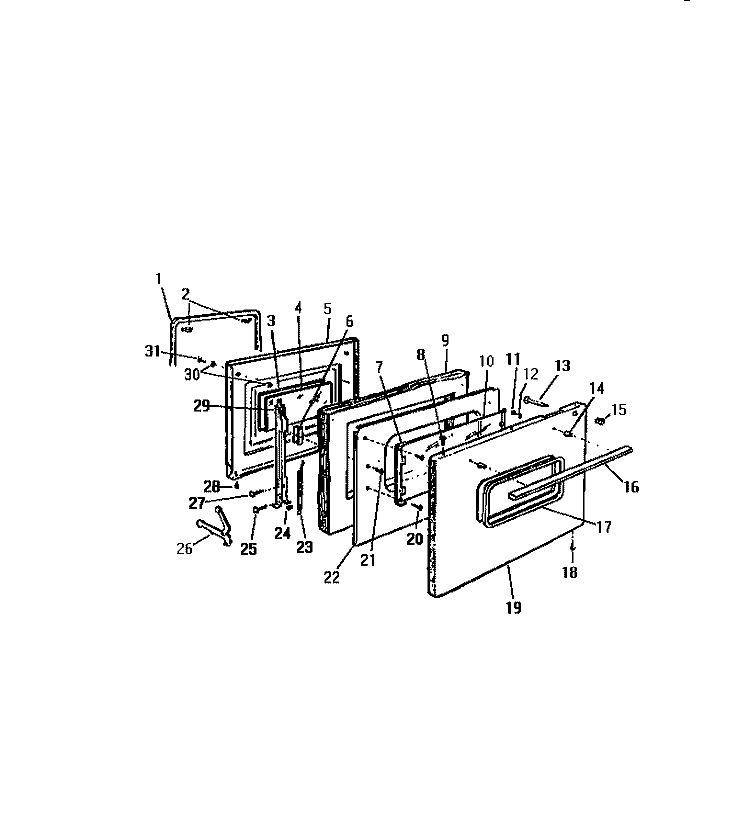 DOOR Diagram and Parts List for KD220GDW1  Frigidaire Range