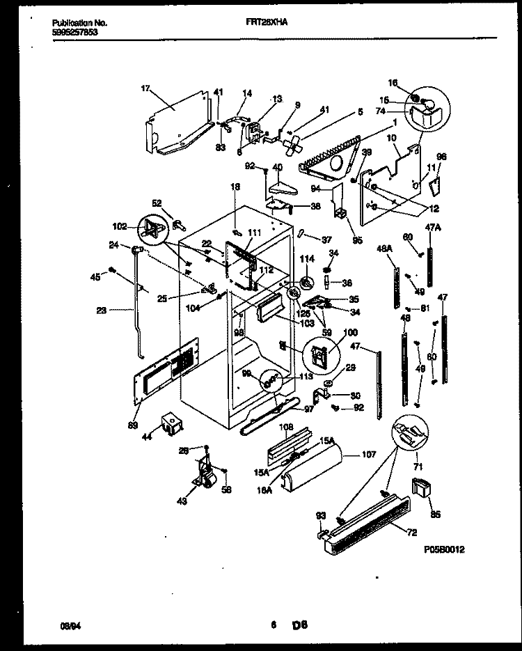 CABINET PARTS Diagram and Parts List for FRT26XHAK1  Frigidaire Refrigerator