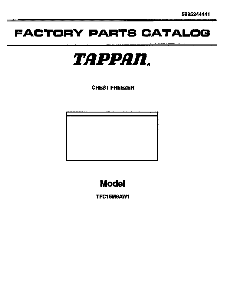 COVER Diagram and Parts List for TFC15M6AW2  Tappan Freezer