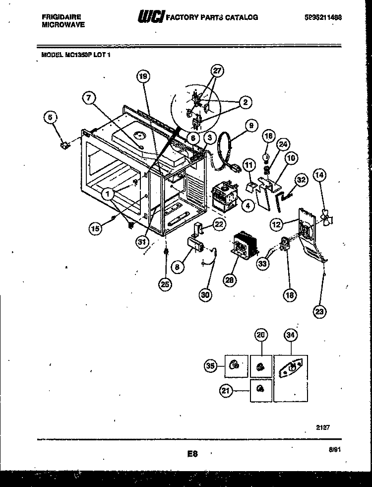 FUNCTIONAL PARTS Diagram and Parts List for MC1350P1  Frigidaire Microwave