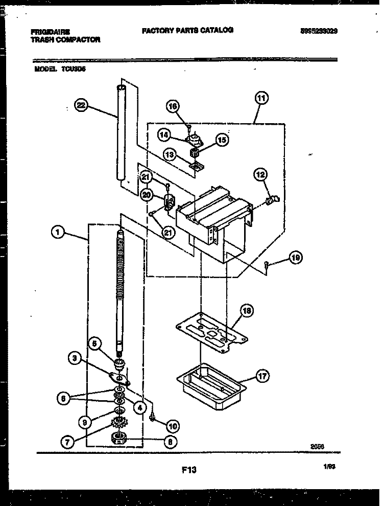 SCREW - POWER AND RAM ASSEMBLY Diagram and Parts List for TCU3D5  Frigidaire Trash Compactor