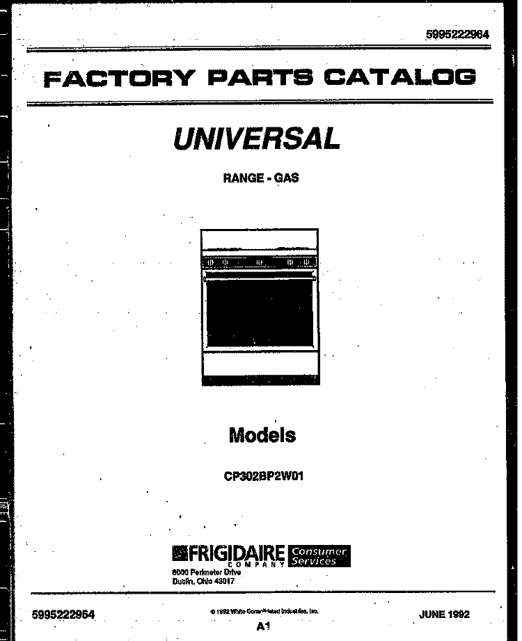 COVER Diagram and Parts List for CP302BP2WY01  Uni Range