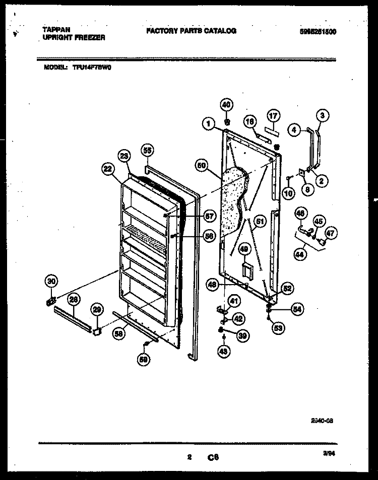 DOOR PARTS Diagram and Parts List for TFU14F7BW0  Tappan Freezer