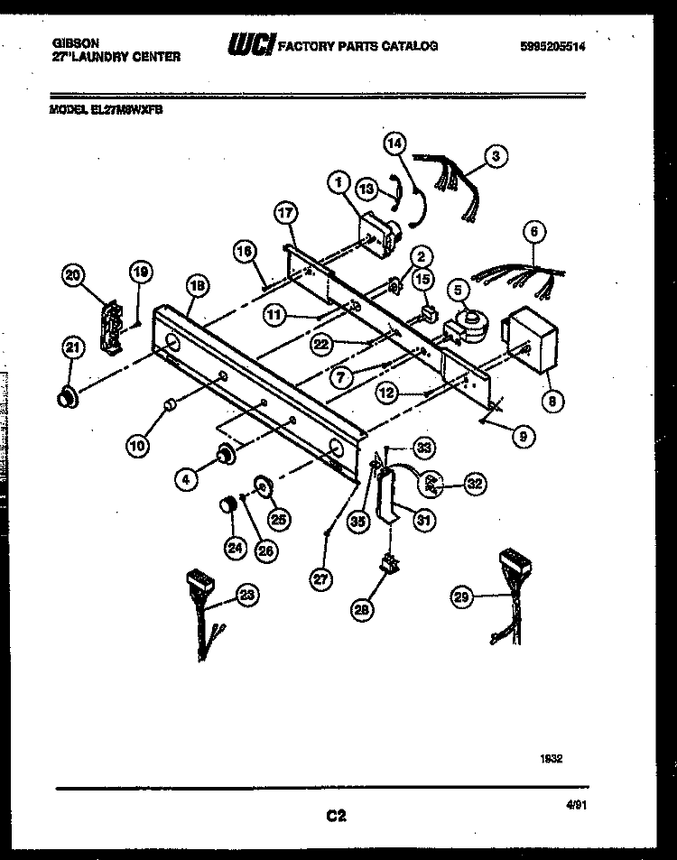 CONSOLE AND CONTROL PARTS Diagram and Parts List for EL27M6WXFB  Gibson Washer Dryer Combo