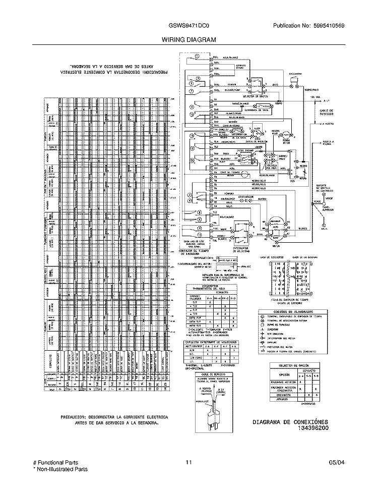 WIRING DIAGRAM Diagram and Parts List for GSWS9471DC0  Frigidaire Washer