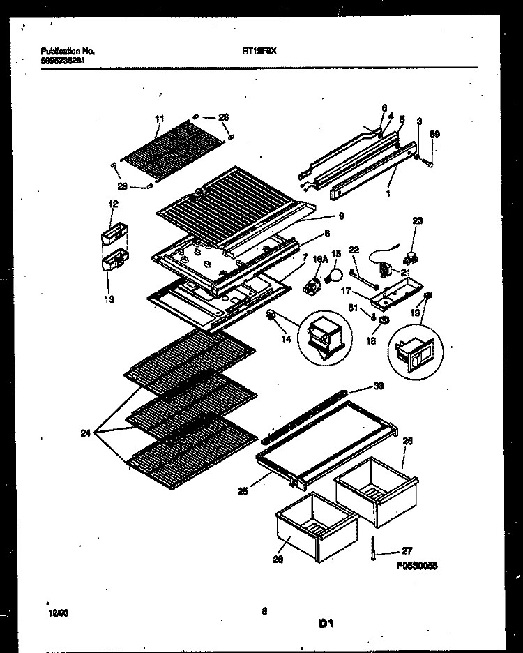 SHELVES AND SUPPORTS Diagram and Parts List for RT19F8DX3D  Gibson Refrigerator