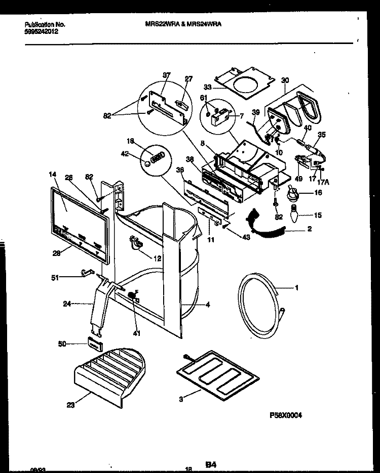 ICE DOOR, DISPENSER AND WATER TANKS Diagram and Parts List for MRS22WRAW1  Frigidaire Refrigerator