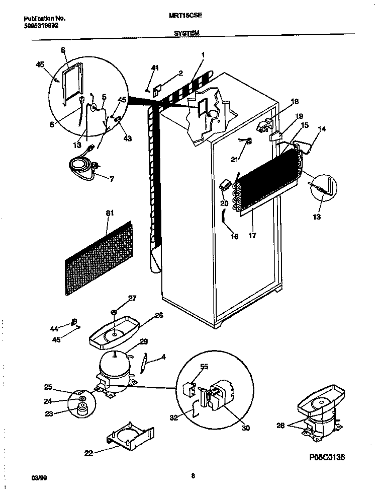 SYSTEM Diagram and Parts List for MRT15CSEWA  Frigidaire Refrigerator