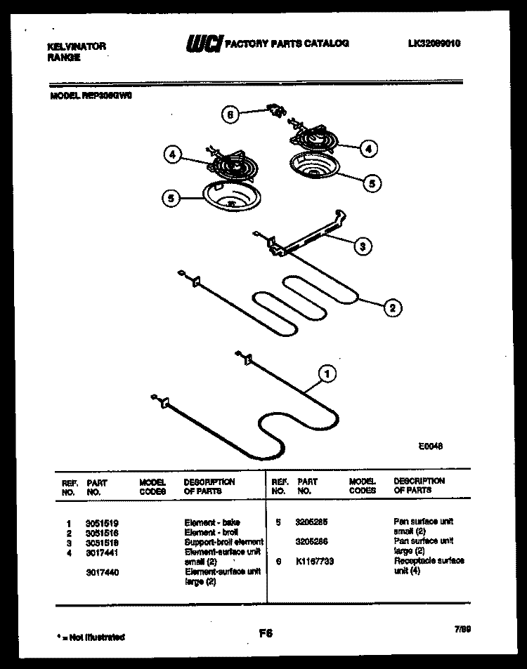 BROILER PARTS Diagram and Parts List for REP305GW0  Kelvinator Range