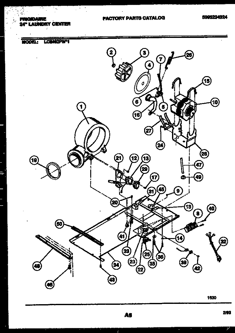 DRYER MOTOR, BLOWER AND BELT Diagram and Parts List for LCE462PW1  Frigidaire Washer