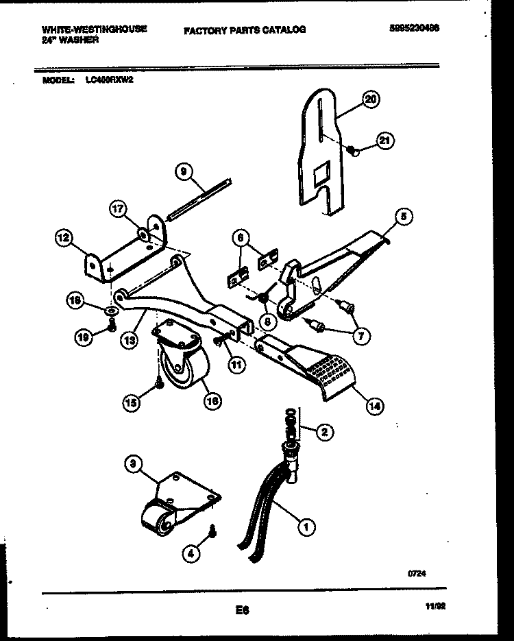 PORTABLE WASHER COMPONENT Diagram and Parts List for LC400RXD2  Frigidaire Washer